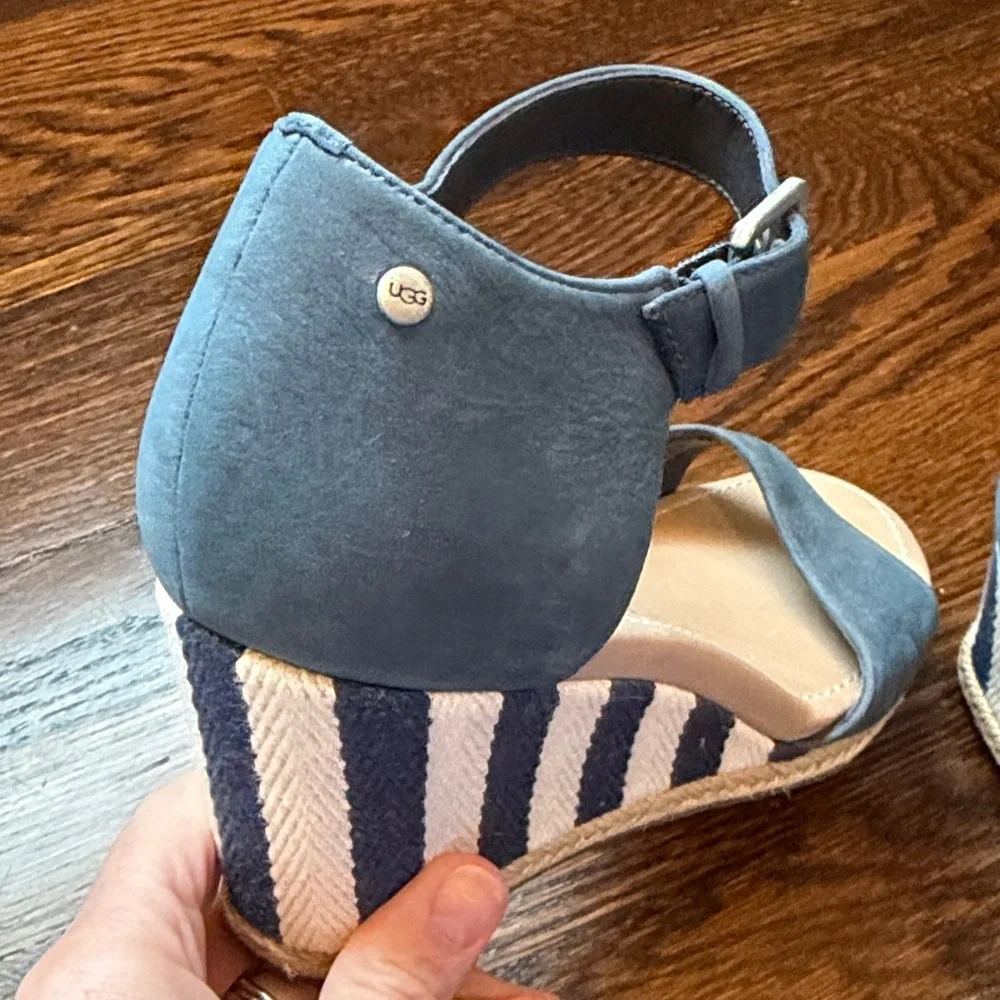 UGG Navy and Tan Wedge Sandals